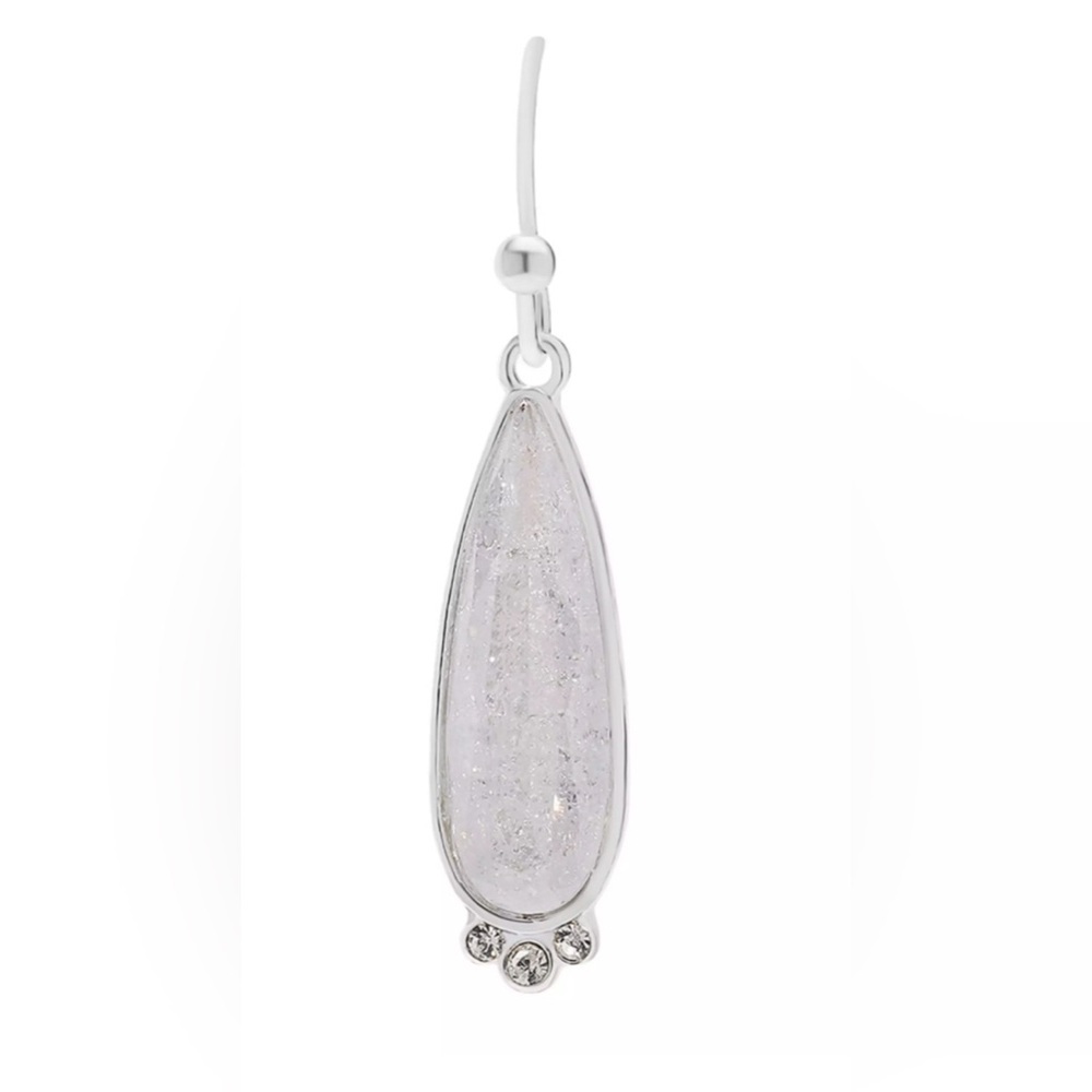 LC Lauren Conrad Silver Tone Fish Hook Teardrop Earrings with Purple Stone. NWTS - Picture 4 of 6